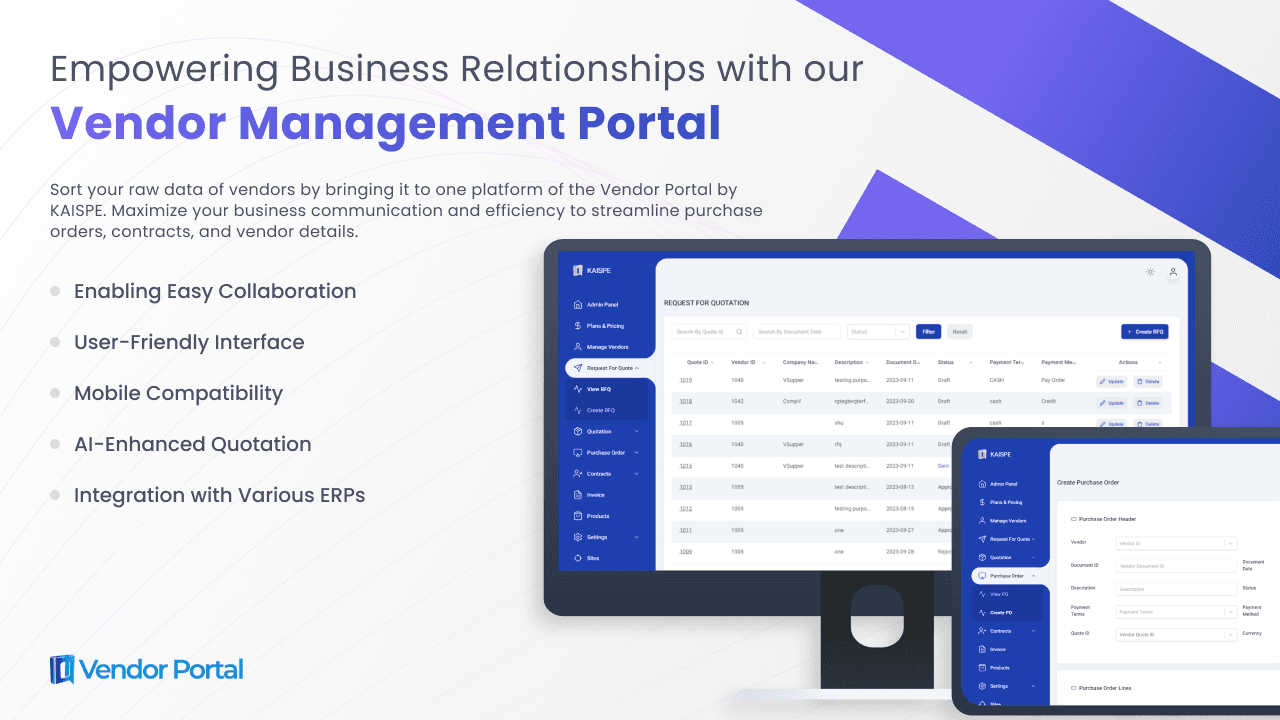 Vendor Portal Mobile View